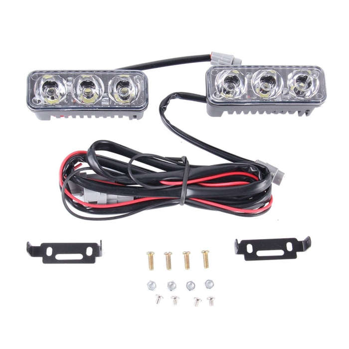 2 PCS DC 12V 6W 400 LM 6000K Tri Circular Car DRL Daytime Running White Lights Lamp, Cable Length...
