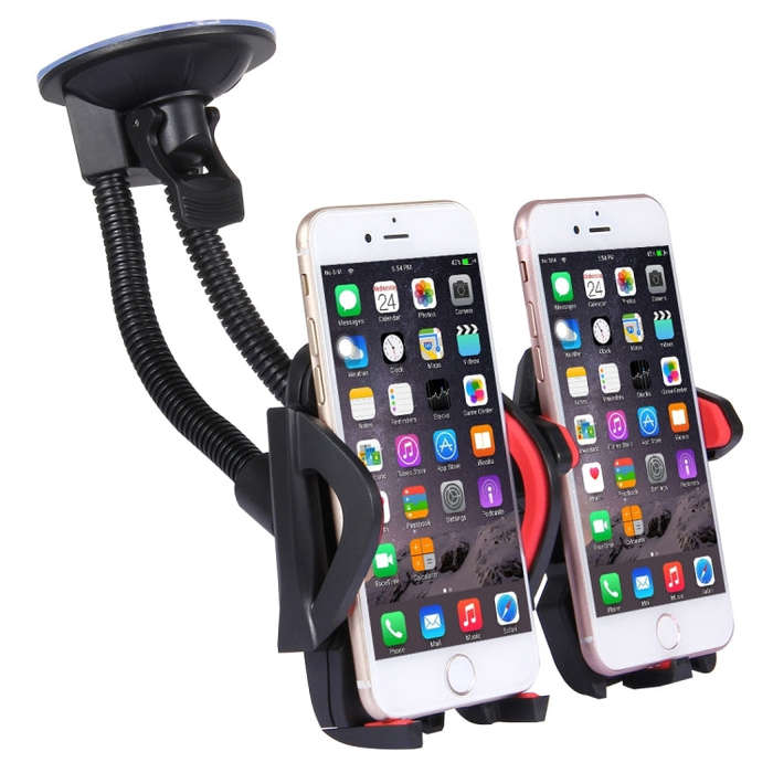 Suction Cup Couple Car Mount Holder Stand Suction Bracket with Adjustable Goose Neck for GPS & PD...