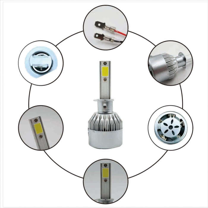 2pcs H1 18W 1800LM 6000K Waterproof IP68 Car Auto LED Headlight with 2 COB LED Lamps, DC 9-36V(Wh...