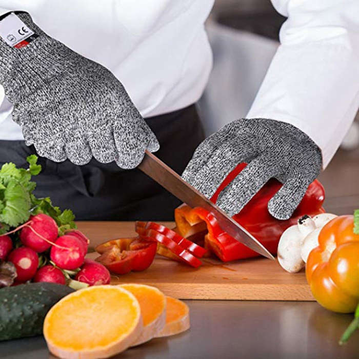 A Pair Cut-resistant Gardening Gloves HPPE Food-grade 5-Level Anti-cutting Anti-wear Safety Worki...