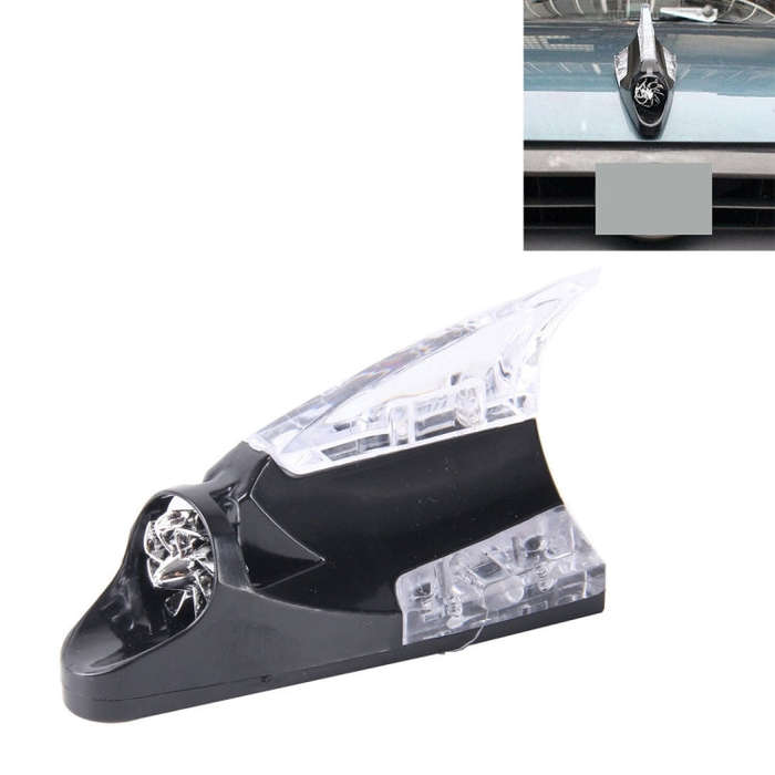 CB-073 Colorful Warning Light Wind Power Shark Fin Antenna Car Decoration(Black)