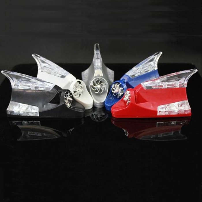 CB-073 Colorful Warning Light Wind Power Shark Fin Antenna Car Decoration(Black)