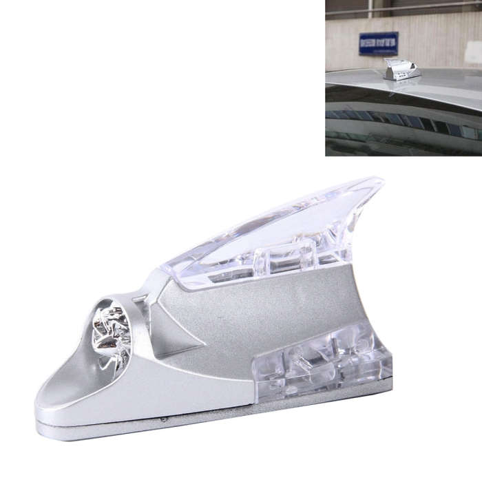 CB-073 Colorful Warning Light Wind Power Shark Fin Antenna Car Decoration(Silver)