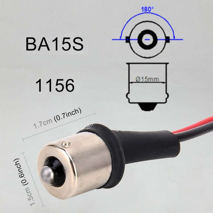 1 Pair 1156 / BA15S Bulb Holder Base Male Socket with Wire