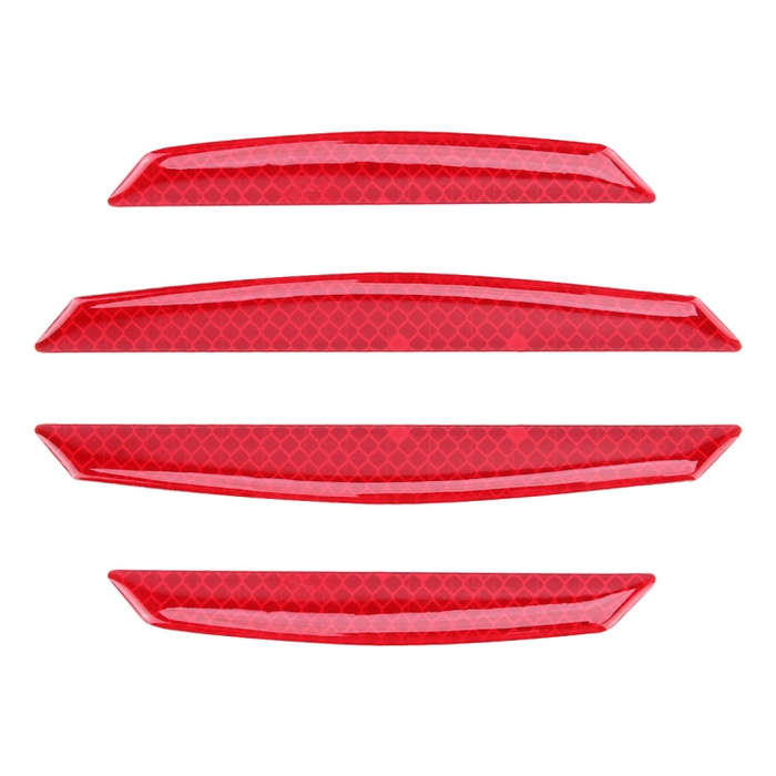 4 PCS Universal Car Door Anti-collision Strip Protection Guards Trims Stickers (Red)