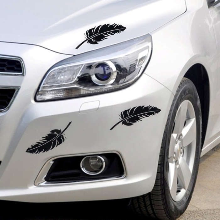 10 PCS Emblem Feather Car Stickers Waterproof Plastic Decal Sticker(Black)