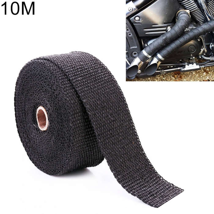 10m Cotton Material Exhaust Wrap Auto Motorcycle Exhaust Heat Shield Wrap Heat Resistant Wrap, Ra...