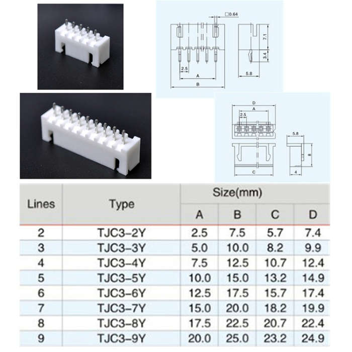 25 Sets TJC3 2.5mm XH 5P 6P 7P 8P 9Pin Male Female Housing Connector with Crimps