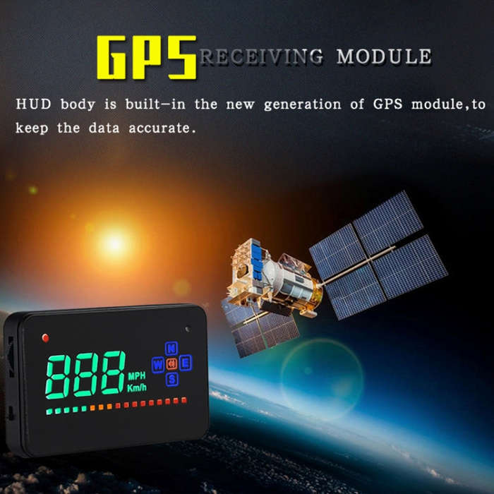 A2 HUD 3.5 inch HD GPS Car Head Up Display, Speed & Over Speed Alarm, Compass, Freely Switch Betw...