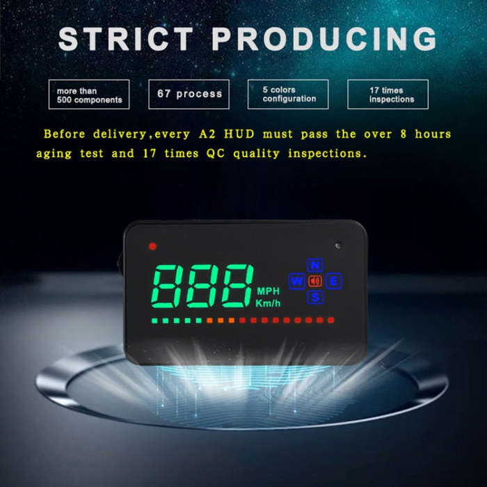 A2 HUD 3.5 inch HD GPS Car Head Up Display, Speed & Over Speed Alarm, Compass, Freely Switch Betw...
