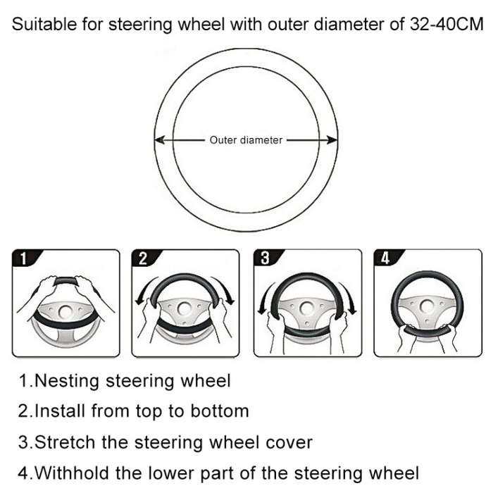Crocodile Texture Universal Rubber Car Steering Wheel Cover For 34-48cm Wheel (Grey)
