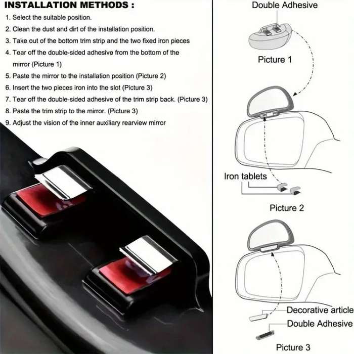 3R-092 Car Blind Spot Right Rear View Wide Angle Adjustable Mirror (White)