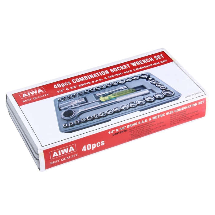 AIWA 40 PCS Automobile Motorcycle Tool Box Set Socket Wrench Sleeve Suit Hardware Auto Car Repair...