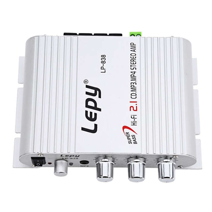 Car 2.1CH HIFI Subwoofer Amplifier Audio, Support MP3(Silver)