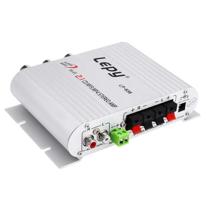 Car 2.1CH HIFI Subwoofer Amplifier Audio, Support MP3(Silver)