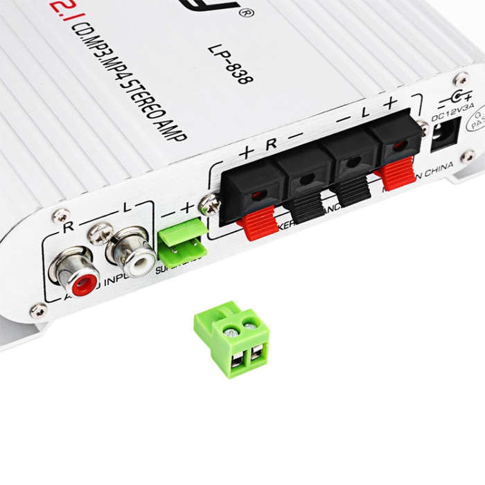 Car 2.1CH HIFI Subwoofer Amplifier Audio, Support MP3(Silver)