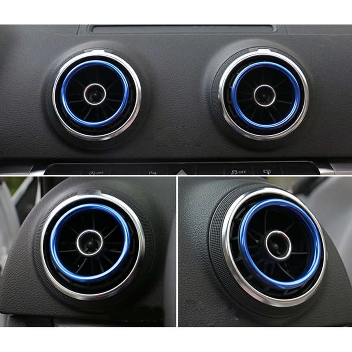 4 PCS Car Outlet Decorative Rings Aluminum Alloy Air Outlet Chrome Trim Ring Car Dashboard  Air V...