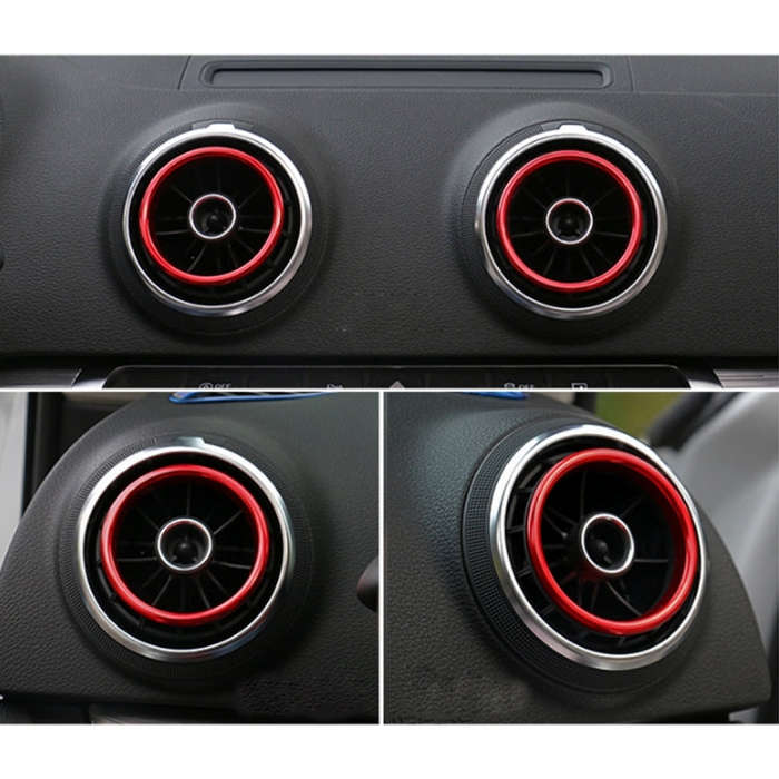 4 PCS Car Outlet Decorative Rings Aluminum Alloy Air Outlet Chrome Trim Ring Car Dashboard  Air V...