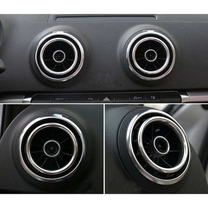 4 PCS Car Outlet Decorative Rings Aluminum Alloy Air Outlet Chrome Trim Ring Car Dashboard  Air V...