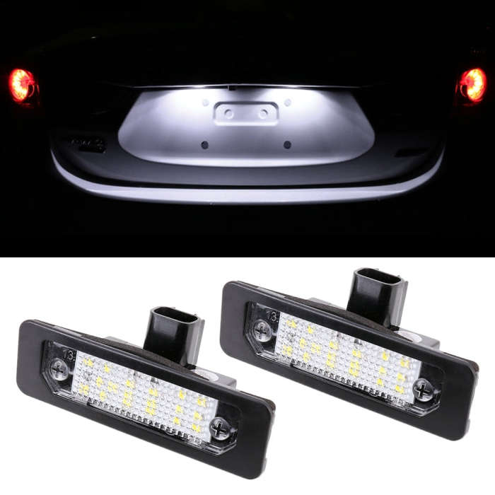 2 PCS DC 12V 3W 150LM 6000K LED License Plate Light 18LEDs SMD-3528 Bulbs Lamps for Ford Mustang ...