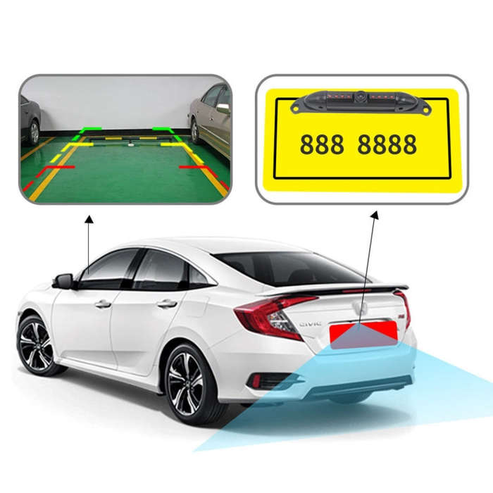PZ423 America Car License Plate Frame 120 Degree Rear View Camera