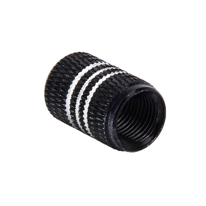4PCS Metal Plated Circular Shape Universal Tire Valve Stem Cap With White Diamond(Black)
