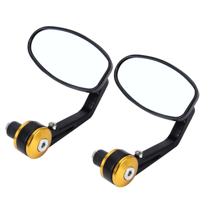 2 PCS Motorcycle Universal ABS Shell Holder Oval Shape Rear VIew Mirror