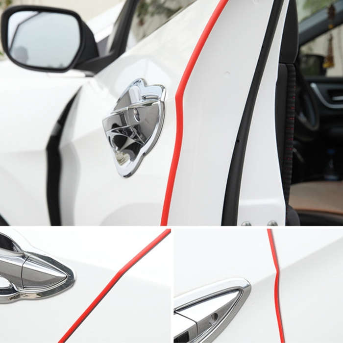 5.6m Car Decorative Strip Rubber Chrome Decoration Strip Door Seal Window Seal(Red)