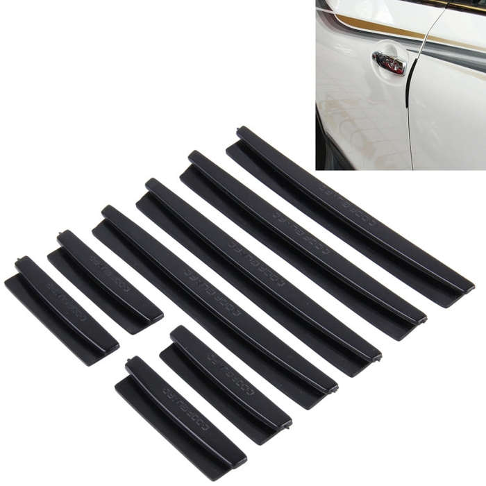 FR JG-031 8 PCS Rubber Car Side Door Edge Protection Guards Cover Trims Stickers(Black)