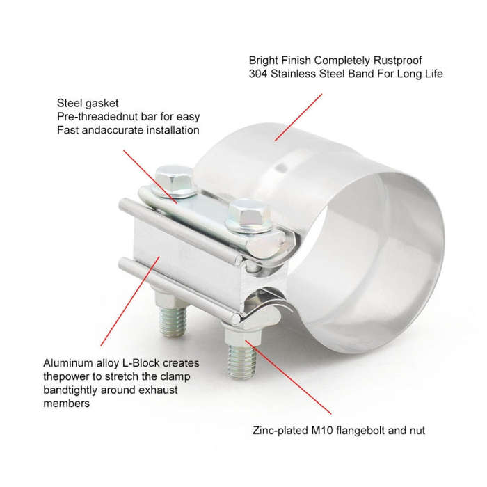 3 inch Car Turbo Exhaust Downpipe Stainless Steel Lap Joint Band Clamp