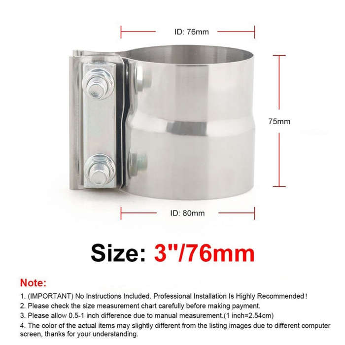 3 inch Car Turbo Exhaust Downpipe Stainless Steel Lap Joint Band Clamp