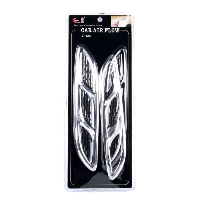 2PCS V-623 JDM Style Plastic Decorative Air Flow Intake Turbo Bonnet Hood Side Vent Cover With Se...