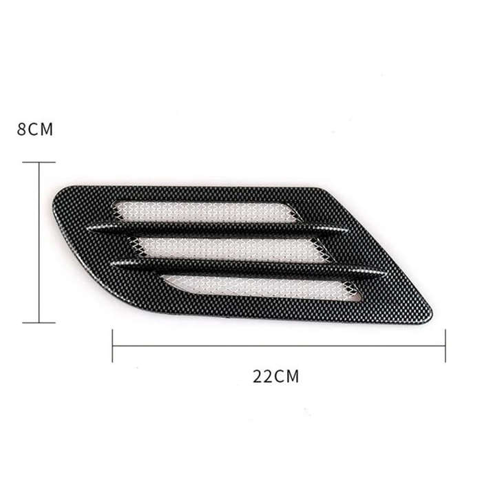 2 PCS Euro Style Metal Decorative Air Flow Intake Turbo Bonnet Hood Side Vent Grille Cover with S...
