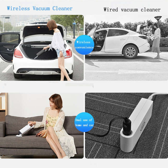 Car Portable Wireless 120W Handheld Powerful Vacuum Cleaner (White)