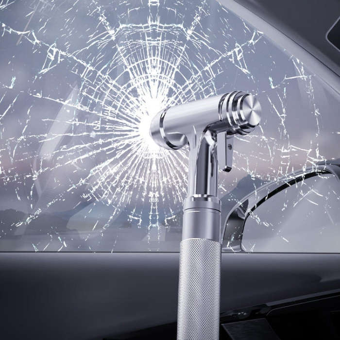 Car Safety Hammer Emergency Escape Seat Belt Cutter Window Breaker Rescue Tool(Silver)(Silver)