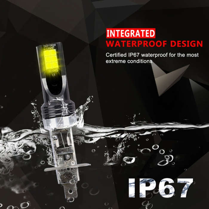 2 PCS H1 DC12V-24V / 12W / 3000K / 800LM 12LEDs SMD-3030 Car LED Fog Light (Yellow Light)