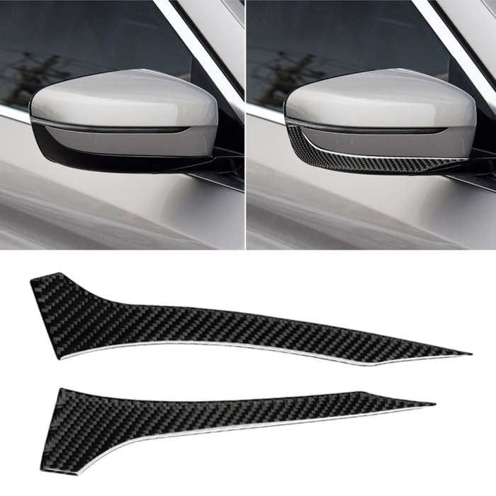 2 PCS Car Carbon Fiber Rearview Mirror Bumper Strip Decorative Sticker for BMW G30 (2018-2019) / ...