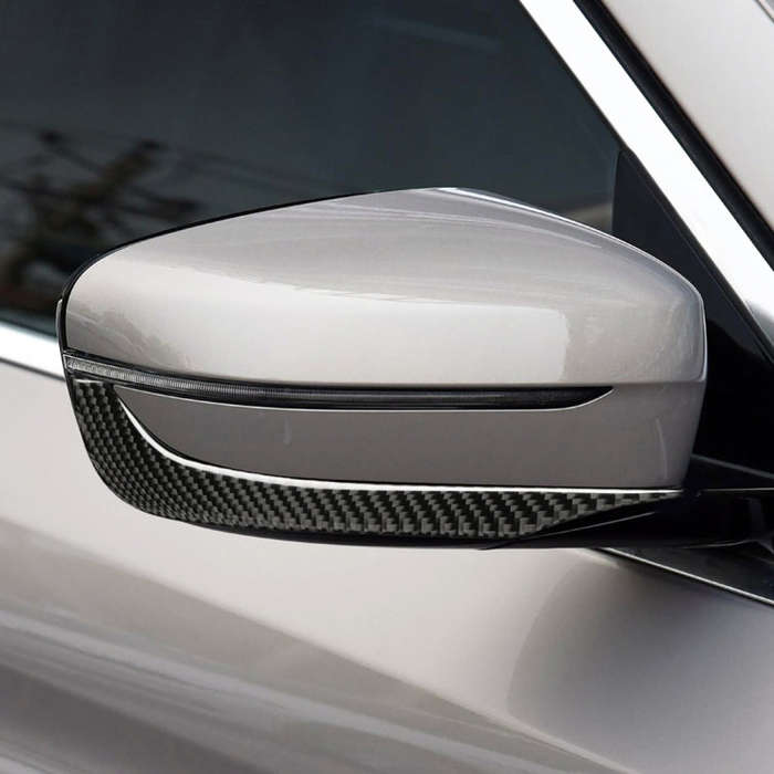 2 PCS Car Carbon Fiber Rearview Mirror Bumper Strip Decorative Sticker for BMW G30 (2018-2019) / ...