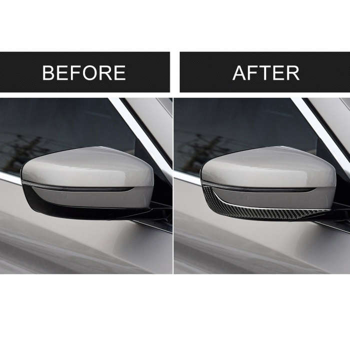 2 PCS Car Carbon Fiber Rearview Mirror Bumper Strip Decorative Sticker for BMW G30 (2018-2019) / ...