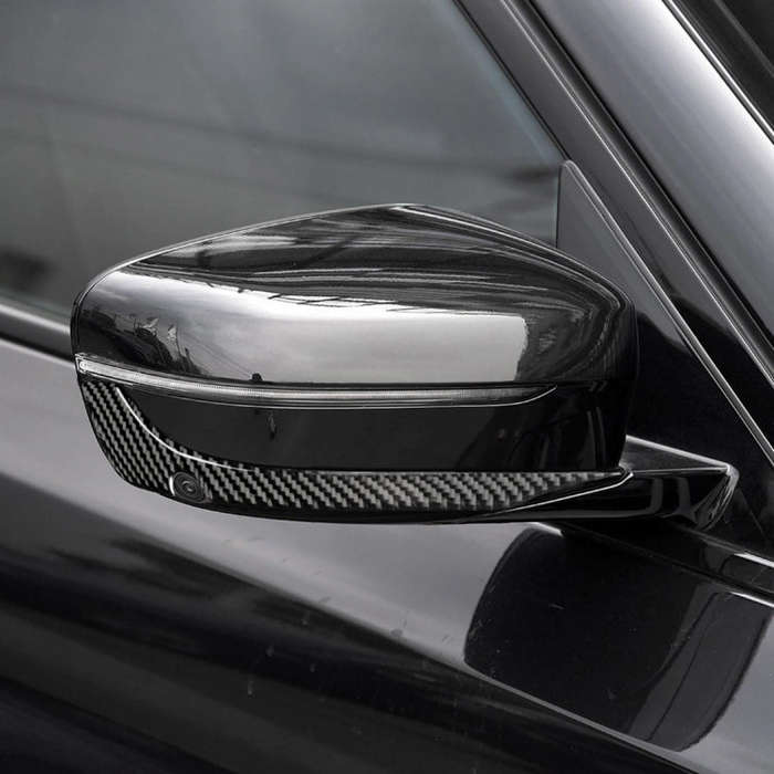 2 PCS Car Carbon Fiber Rearview Mirror Bumper Strip Decorative Sticker for BMW G30 (2018-2019) / ...