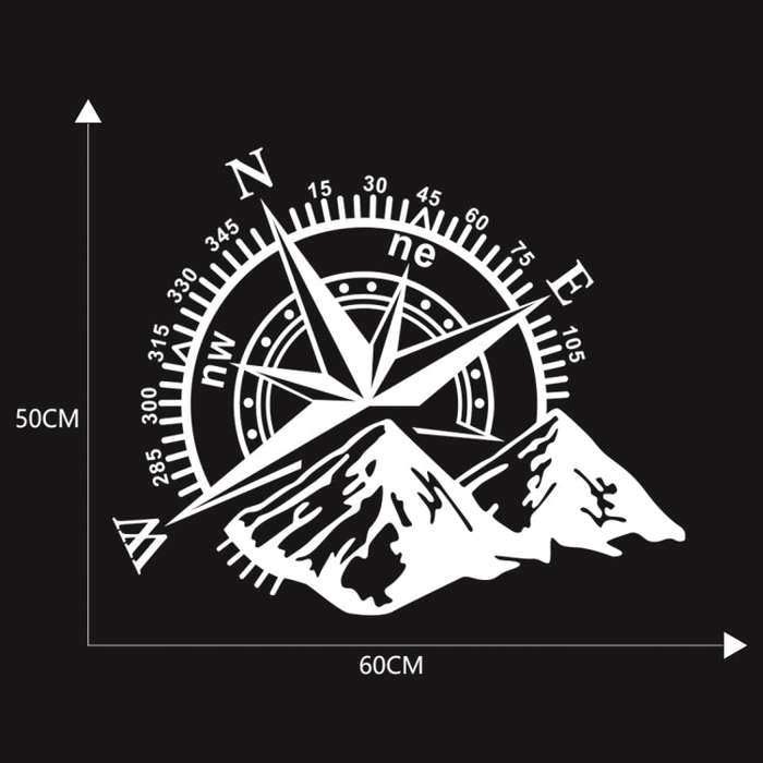 Car Styling Mountain Compass PVC Sticker Auto Decorative Sticker (White)