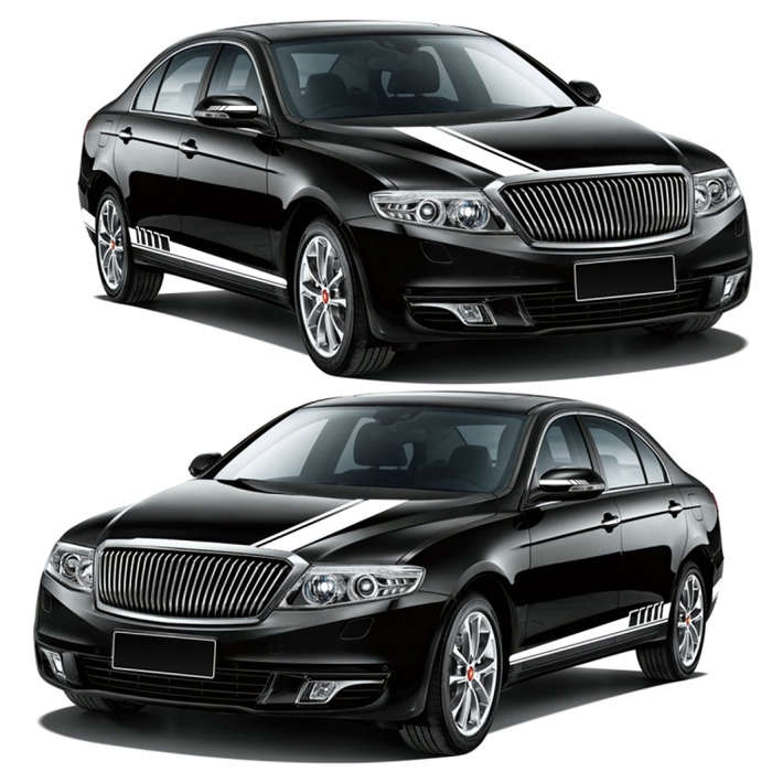 5 in 1 Car Styling Stripe Hood PVC Sticker Auto Decorative Sticker (White)