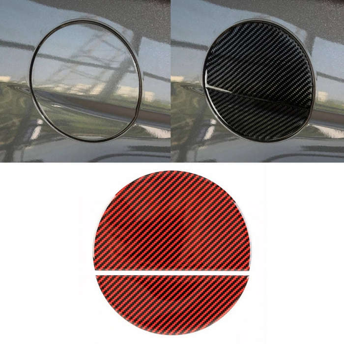 2 in 1 Car Carbon Fiber Fuel Tank Cover Decorative Sticker for Ford Mustang 2015-2020