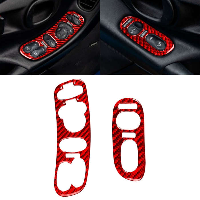 2 in 1 Car Carbon Fiber Door Control Panel Memory Seat Sticker Set for Chevrolet Corvette C5 1998...