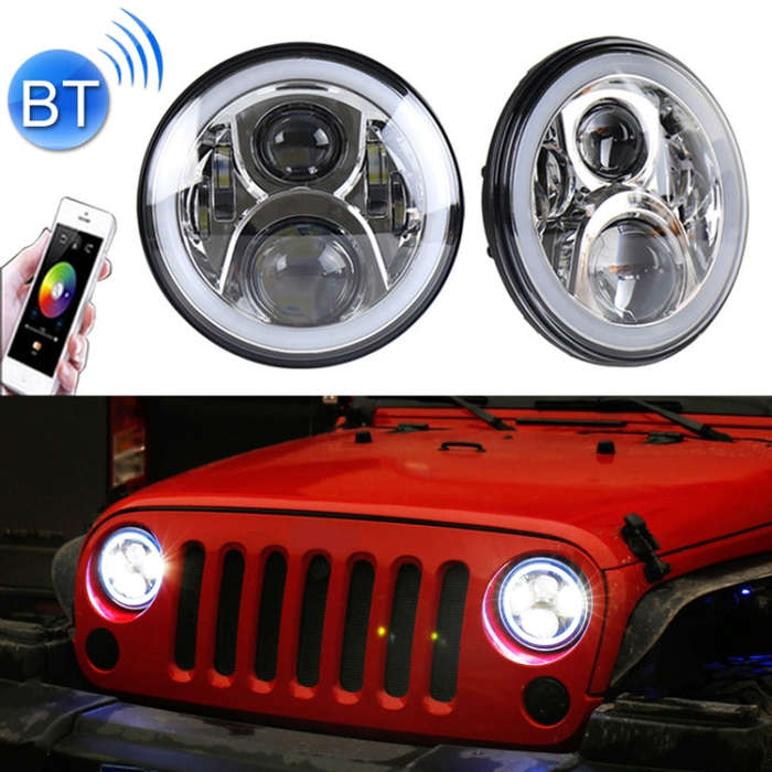 2 PCS 7 inch DC12V 6000K-6500K 50W Car LED Headlight Lamp Beads for Jeep Wrangler / Harley, Suppo...