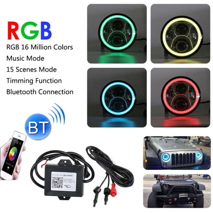 2 PCS 7 inch DC12V 6000K-6500K 50W Car LED Headlight Lamp Beads for Jeep Wrangler / Harley, Suppo...