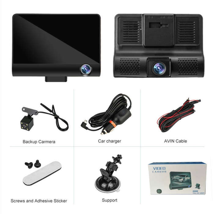 3 in 1 4 inch 170 Degree Wide Angle Night Vision HD 1080P Video Car DVR, Support Motion Detection...