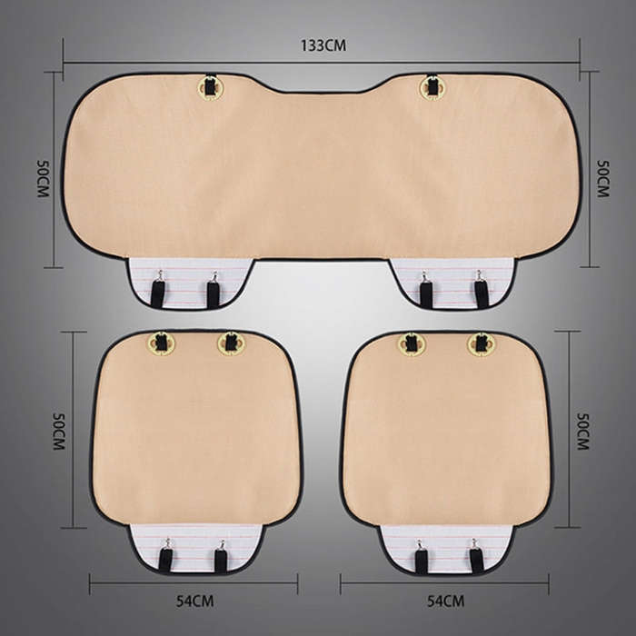 3 in 1 Car Seat Cushion Free Binding Half Inclusive Seat Mat Set (Coffee)