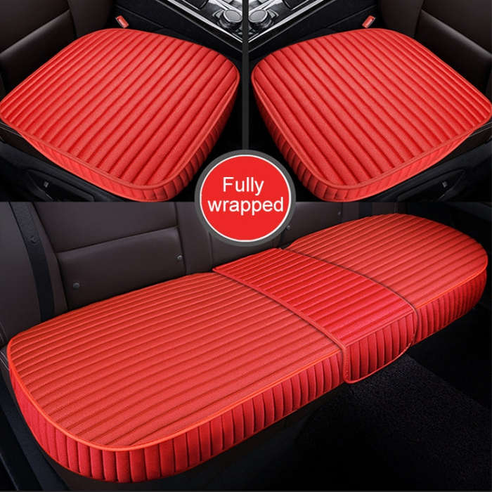 3 in 1 Car Seat Cushion Free Binding All Inclusive Seat Mat Set (Red)
