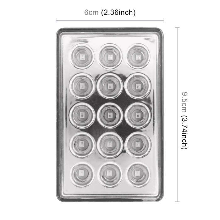 DC12V 1W Car Square Highlight Brake Lights Reversing Light with 15LEDs SMD-3528 (Transparent)